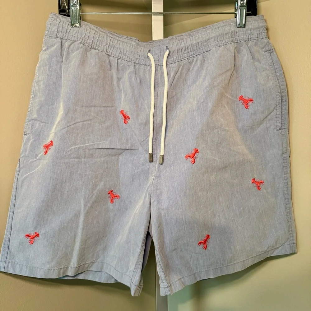 Men's Brooks Brothers Lobster Print Light Blue‎ Swim Shorts Size Medium